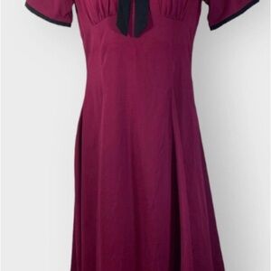 Elegant Burgundy Dress with Black Accents